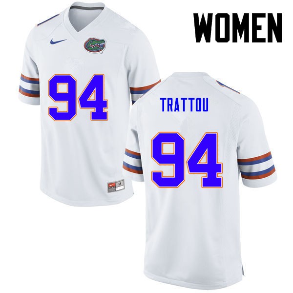 Florida Gators Women #94 Justin Trattou College Football Jersey White